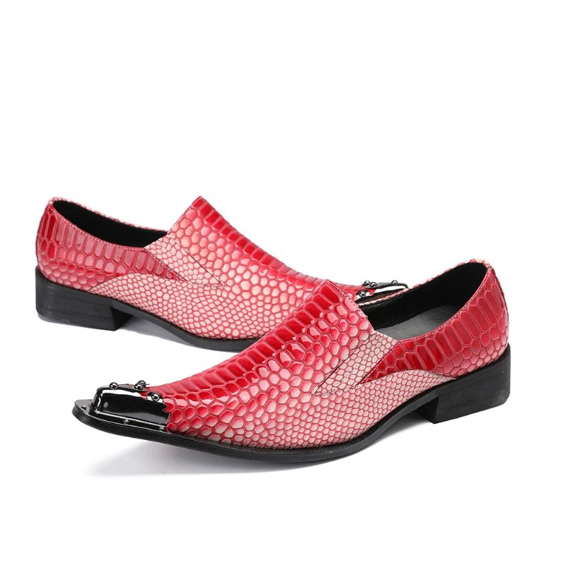 Miesten Juhlakengät Ylelliset Crocstripe Exotic Pattern Loafers - Punainen