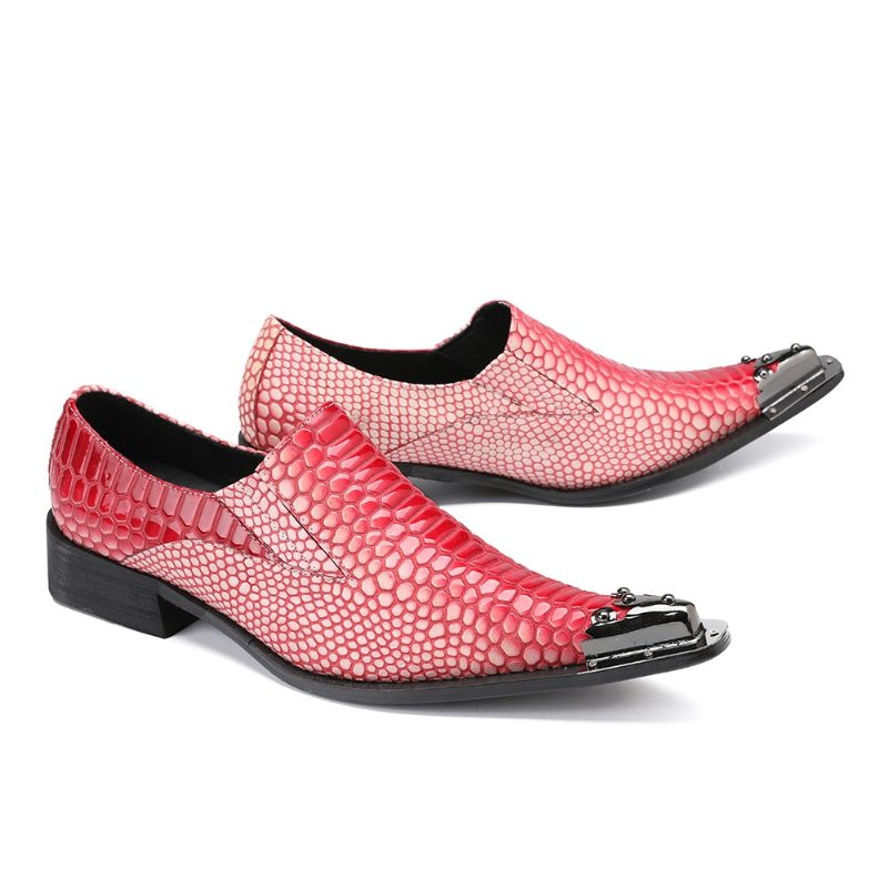 Miesten Juhlakengät Ylelliset Crocstripe Exotic Pattern Loafers - Punainen