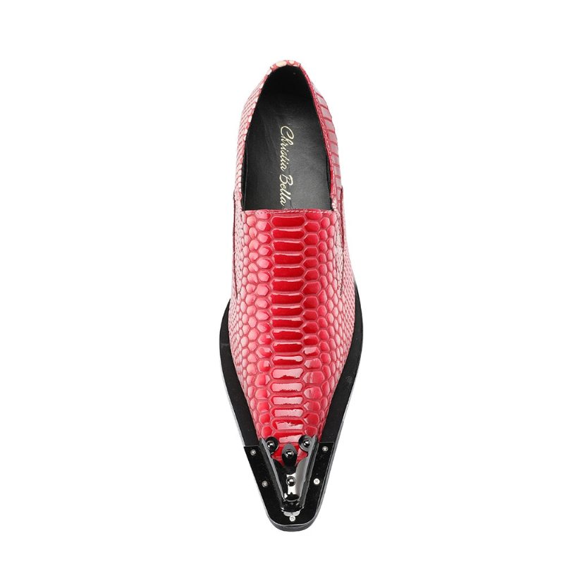 Miesten Juhlakengät Ylelliset Crocstripe Exotic Pattern Loafers - Punainen