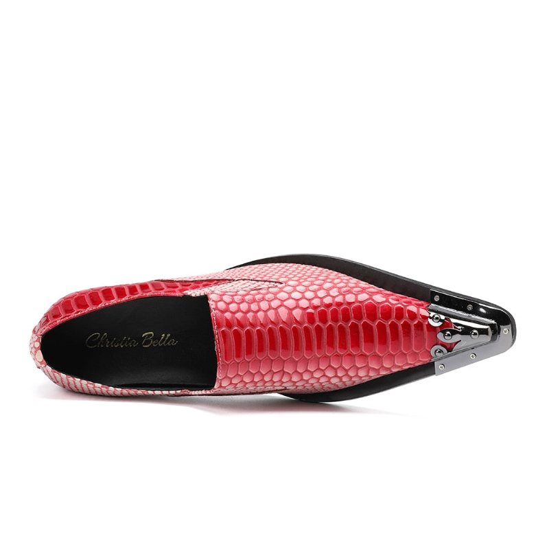 Miesten Juhlakengät Ylelliset Crocstripe Exotic Pattern Loafers - Punainen