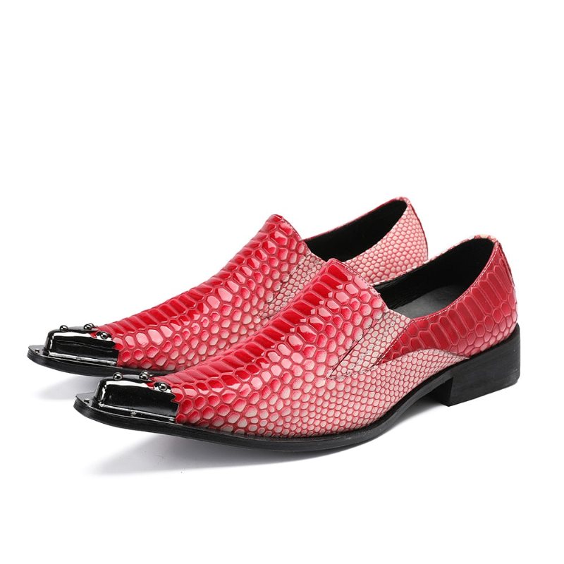 Miesten Juhlakengät Ylelliset Crocstripe Exotic Pattern Loafers - Punainen