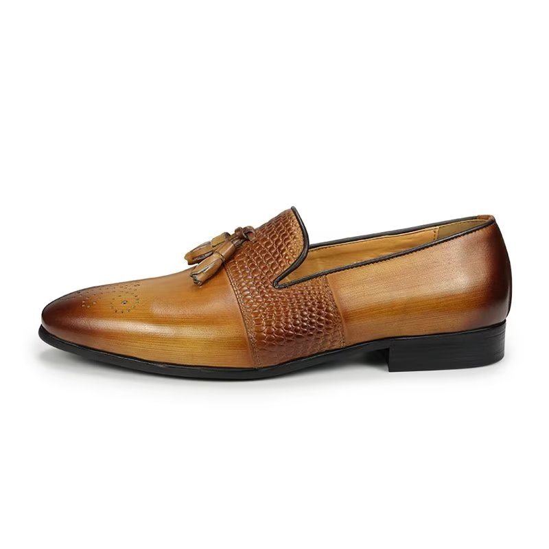 Miesten Loaferit Croc Pattern Luxury Slip On Loafers - Ruskea