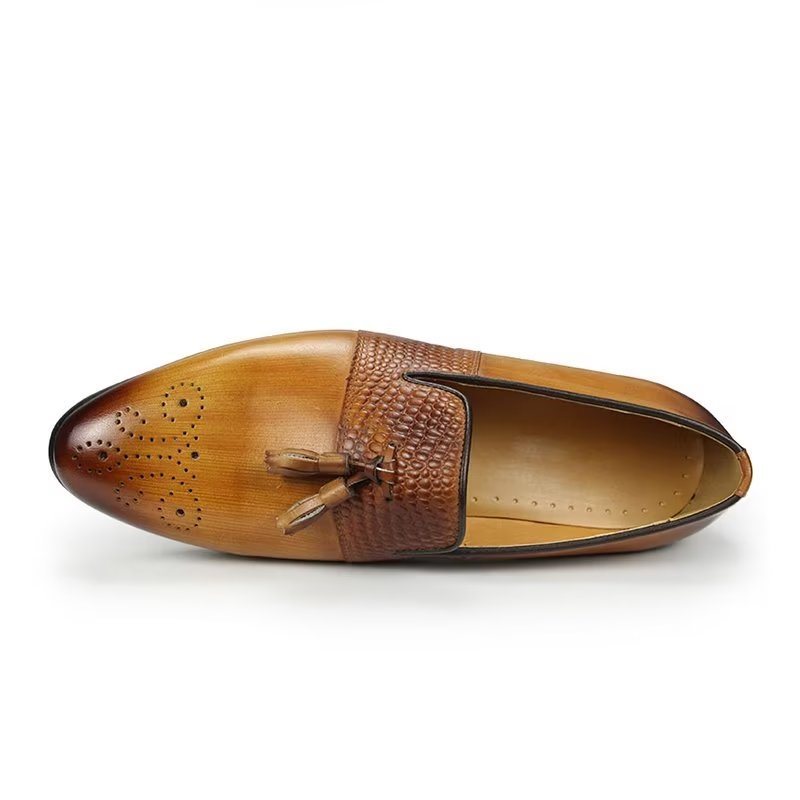 Miesten Loaferit Croc Pattern Luxury Slip On Loafers - Ruskea