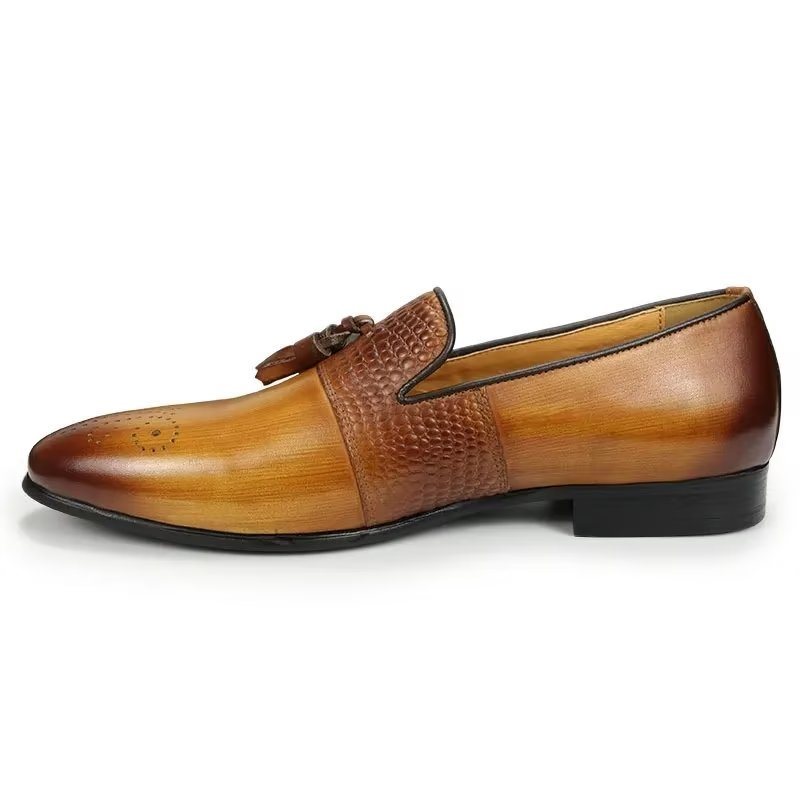 Miesten Loaferit Croc Pattern Luxury Slip On Loafers - Ruskea