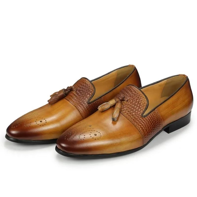 Miesten Loaferit Croc Pattern Luxury Slip On Loafers - Ruskea