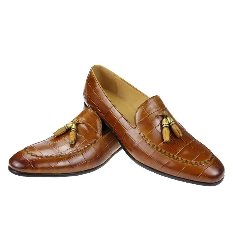 Miesten Loaferit Croc Pattern Modish Slip On Loafers - Ruskea