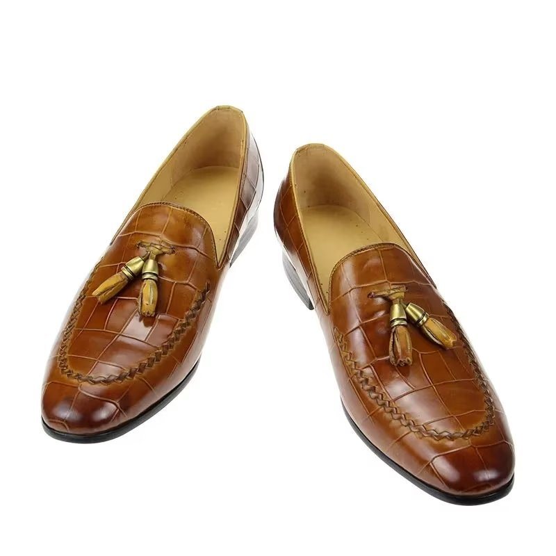 Miesten Loaferit Croc Pattern Modish Slip On Loafers - Ruskea