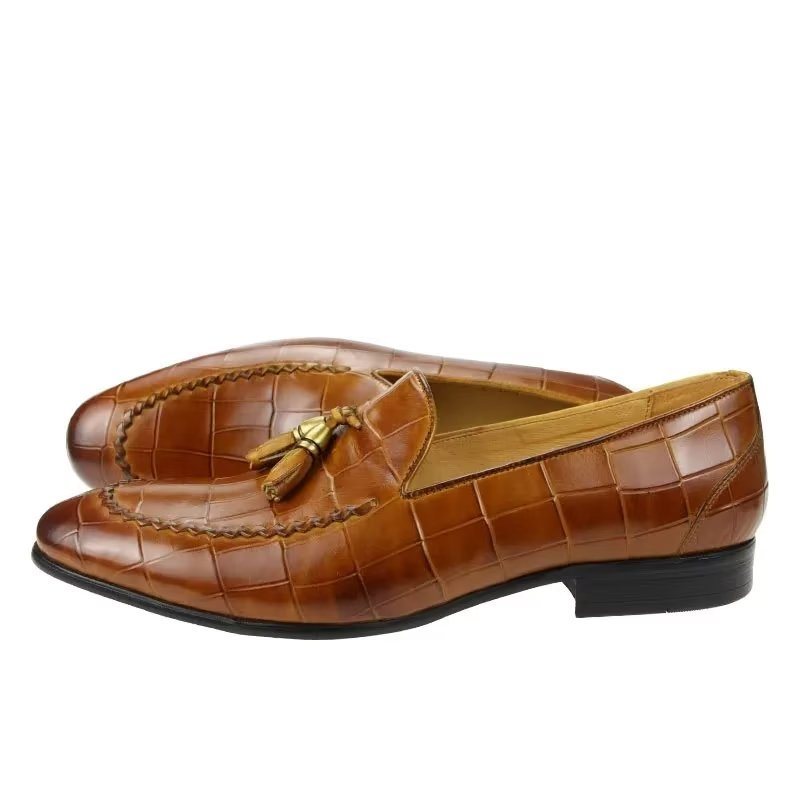 Miesten Loaferit Croc Pattern Modish Slip On Loafers - Ruskea