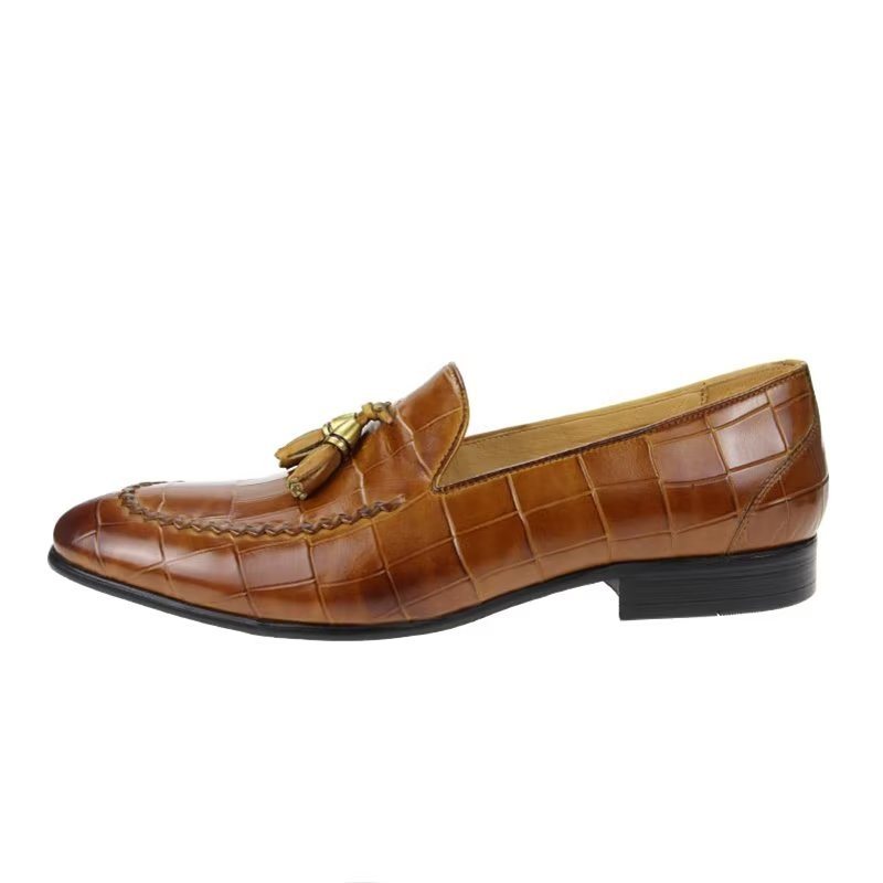 Miesten Loaferit Croc Pattern Modish Slip On Loafers - Ruskea