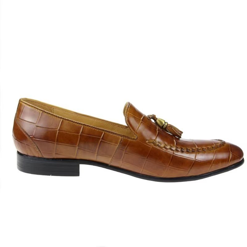 Miesten Loaferit Croc Pattern Modish Slip On Loafers - Ruskea