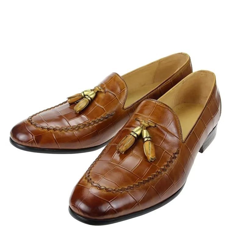 Miesten Loaferit Croc Pattern Modish Slip On Loafers - Ruskea