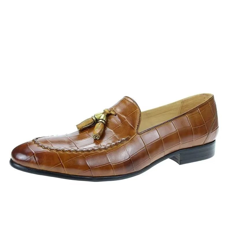 Miesten Loaferit Croc Pattern Modish Slip On Loafers - Ruskea