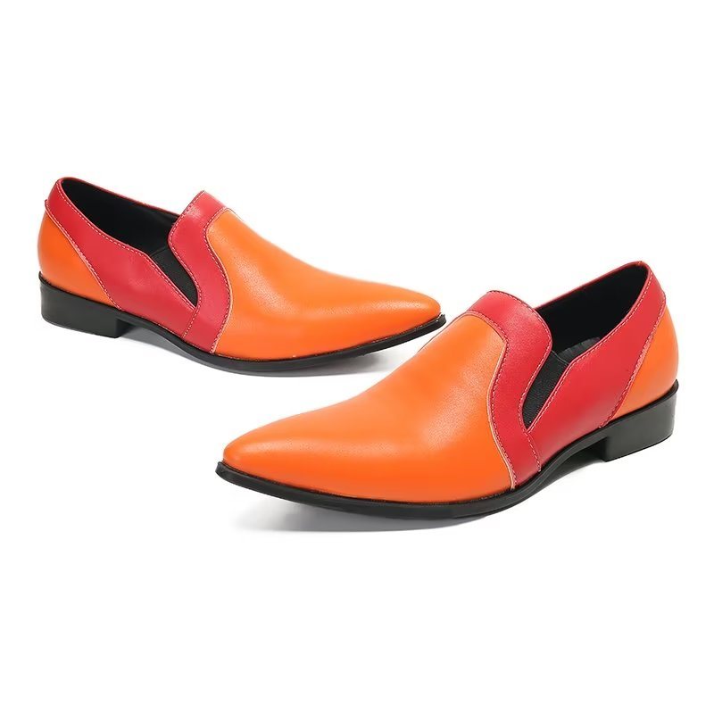 Miesten Loaferit Elegance-nahkaiset Lippaamattomat Lippalakit - Oranssi