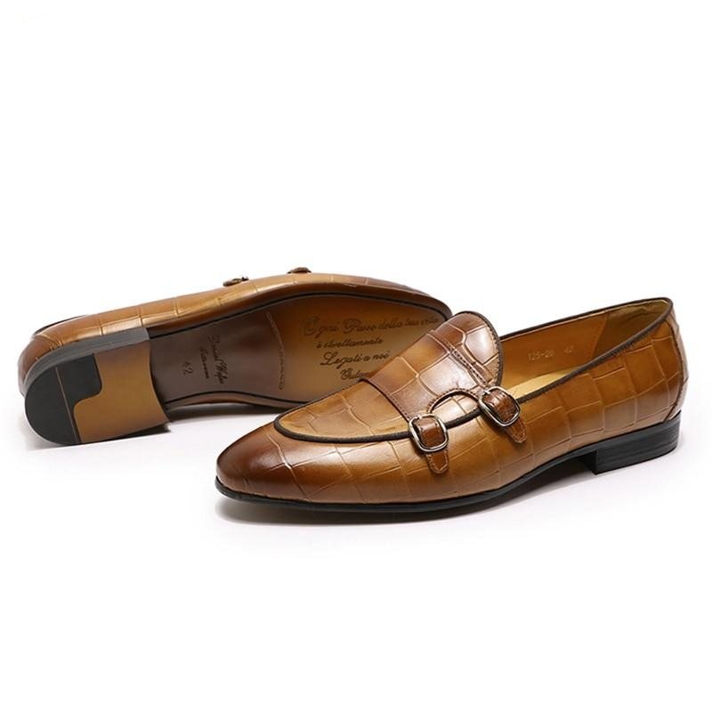 Miesten Loaferit Monk Strap Slip On Loafers - Kahvi