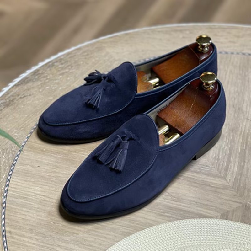 Miesten Loaferit Slip-on Mokkanahkaiset - Sininen