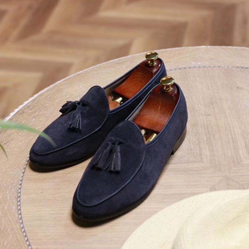 Miesten Loaferit Slip-on Mokkanahkaiset - Sininen