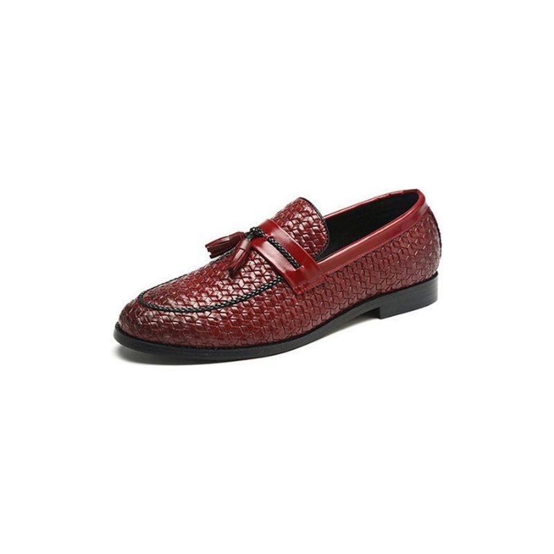 Miesten Loaferit Tassel Chic Nahkasolkihihna Hääkengät - Punainen