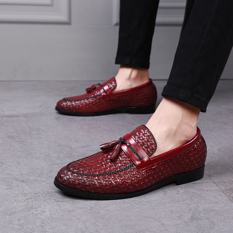 Miesten Loaferit Tassel Chic Nahkasolkihihna Hääkengät - Punainen