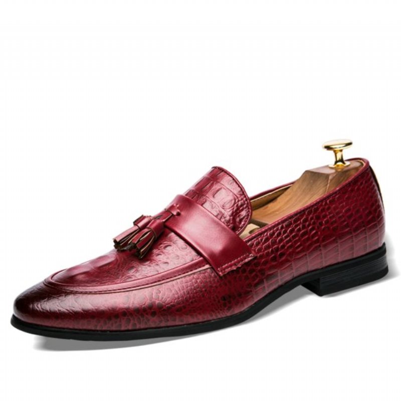 Miesten Loaferit Ylelliset Croctassel Exotic Oxford Loafers - Punainen