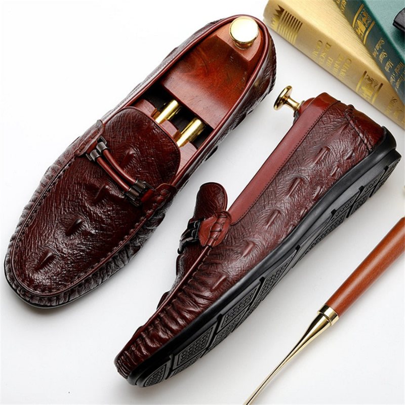 Miesten Loaferit Ylelliset Croctex-nahkaiset Brogue-loaferit - Punainen