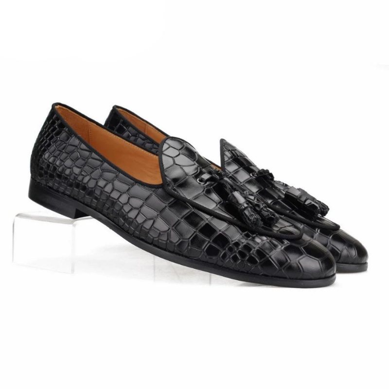 Miesten Loaferit Ylelliset Croctex Slip-on Kiinteäkuvioiset - Musta