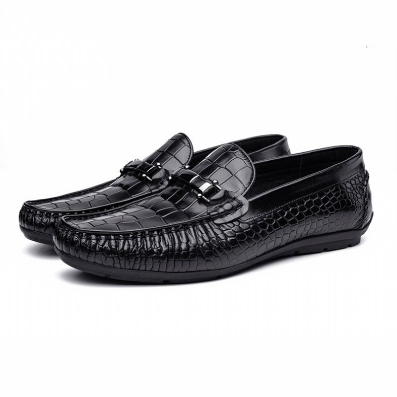 Miesten Loaferit Ylelliset Krokotiilinahkaiset Alligaattorikuvioidut Oxford-loaferit - Musta