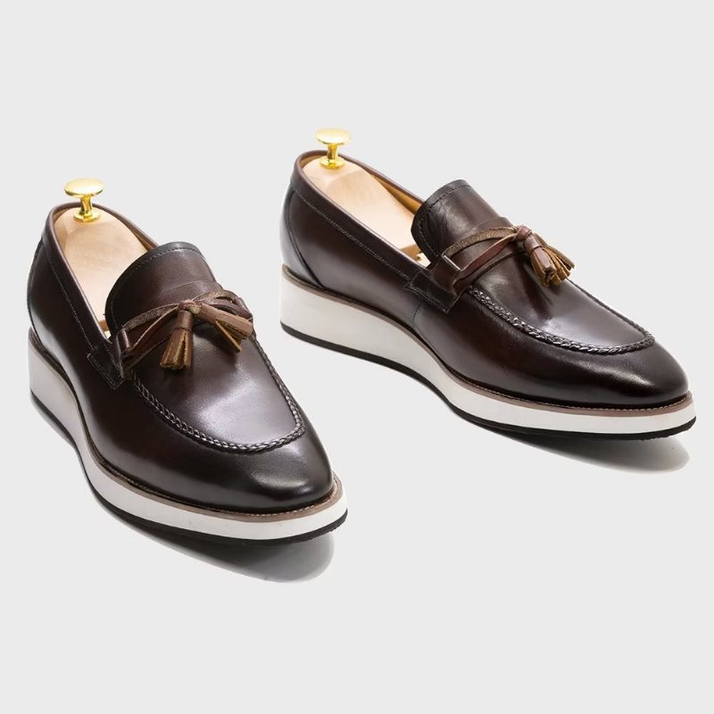 Miesten Loaferit Ylelliset Nahkaiset Elegantit Tupsuhousut - Kahvi