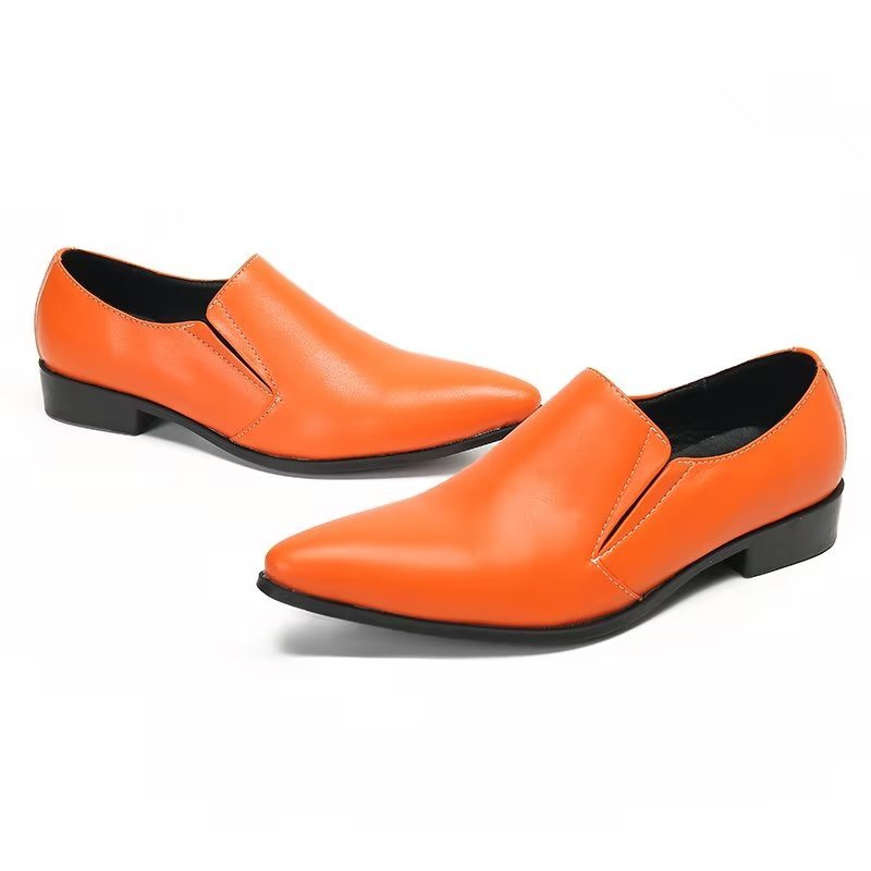 Miesten Loaferit Ylelliset Sileänahkaiset Elegantit Lippalakit - Oranssi