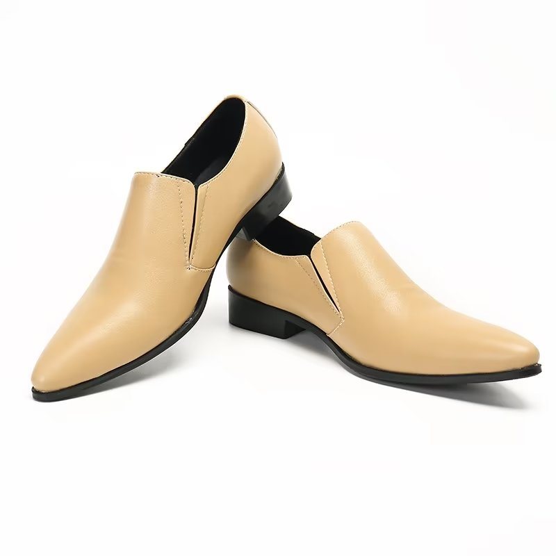 Miesten Loaferit Ylelliset Sileänahkaiset Elegantit Lippalakit - Beige