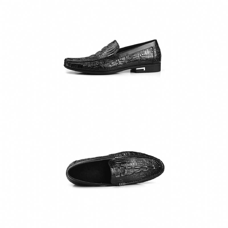 Miesten Loafers Allilux Exotic Leather Slip On Casual - Musta