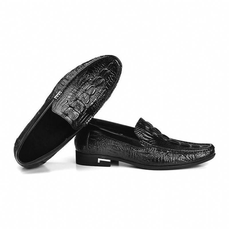 Miesten Loafers Allilux Exotic Leather Slip On Casual - Musta