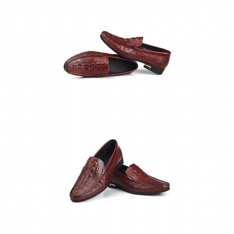 Miesten Loafers Allilux Exotic Leather Slip On Casual - Punainen