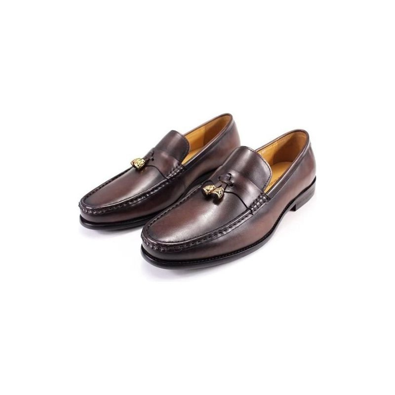 Miesten Loafers Brogue Slip Ons - Kahvi