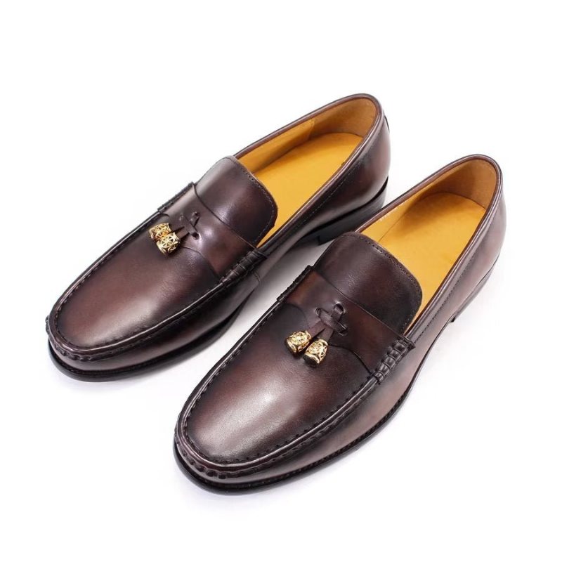 Miesten Loafers Brogue Slip Ons - Kahvi