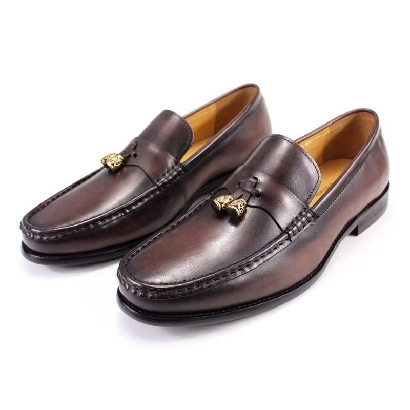 Miesten Loafers Brogue Slip Ons - Kahvi