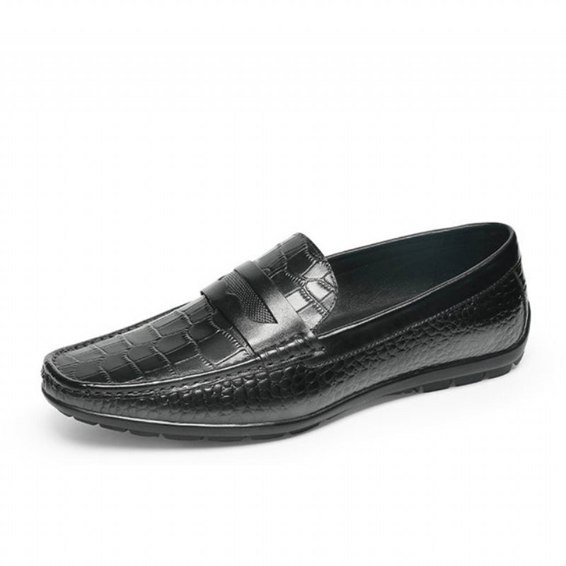 Miesten Loafers Croc Effect - Slip-on Loafer Mekkokengät - Musta