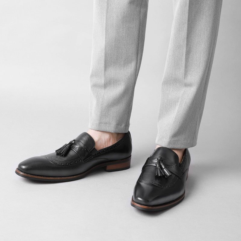 Miesten Loafers Eksoottinen Slip On Brogue - Musta