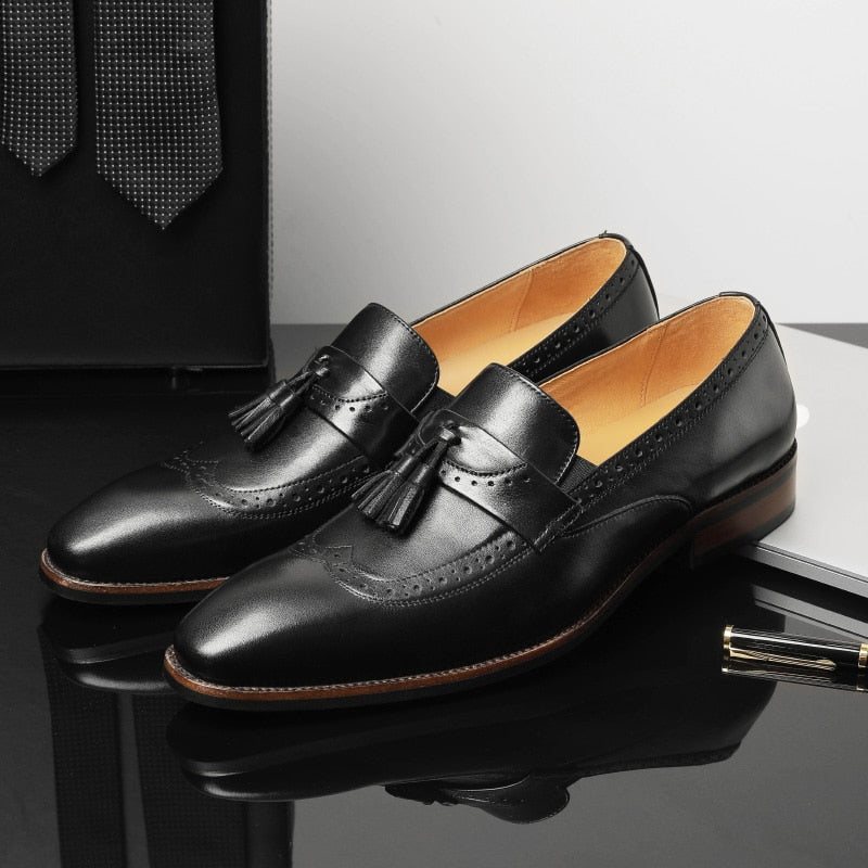 Miesten Loafers Eksoottinen Slip On Brogue - Musta