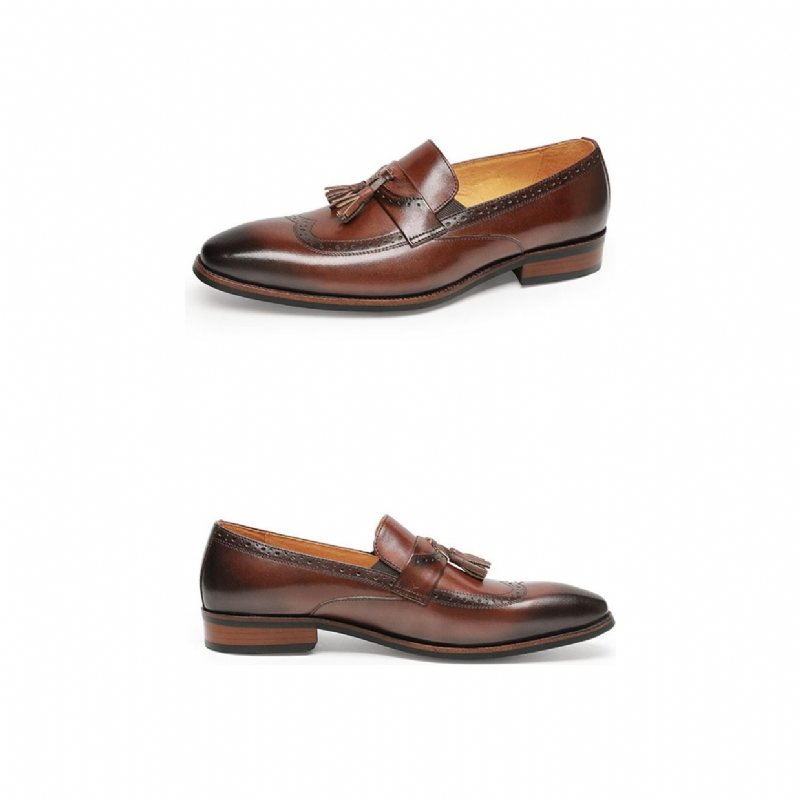 Miesten Loafers Eksoottinen Slip On Brogue - Ruskea