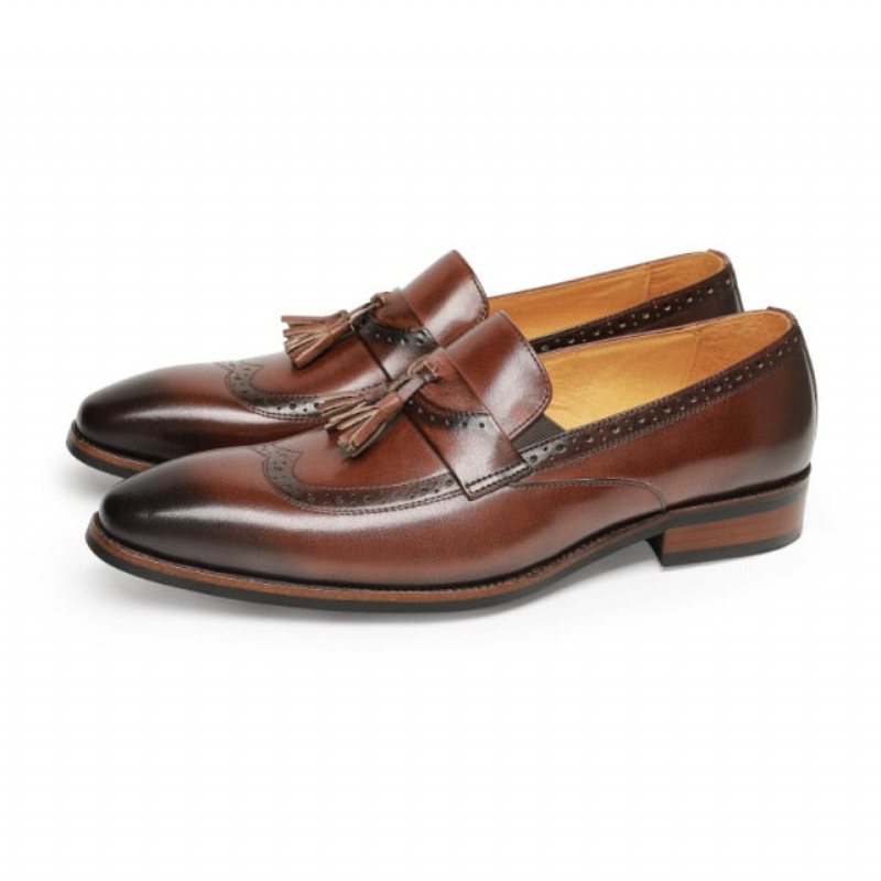 Miesten Loafers Eksoottinen Slip On Brogue - Ruskea