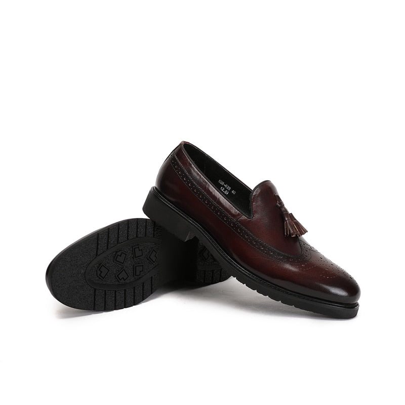 Miesten Loafers Eksoottiset Slip-on Brogue-kengät - Kahvi