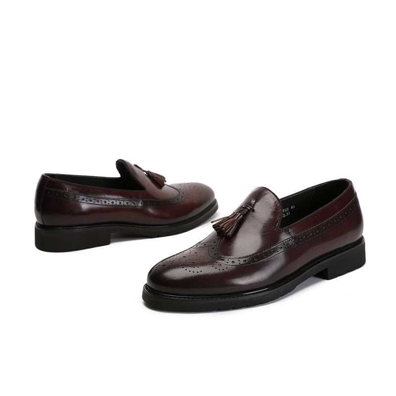 Miesten Loafers Eksoottiset Slip-on Brogue-kengät - Kahvi