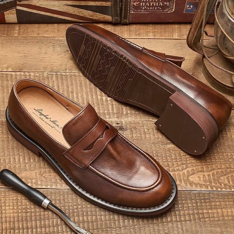 Miesten Loafers Muodikas Slip On Penny - Kahvi