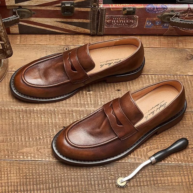 Miesten Loafers Muodikas Slip On Penny - Kahvi