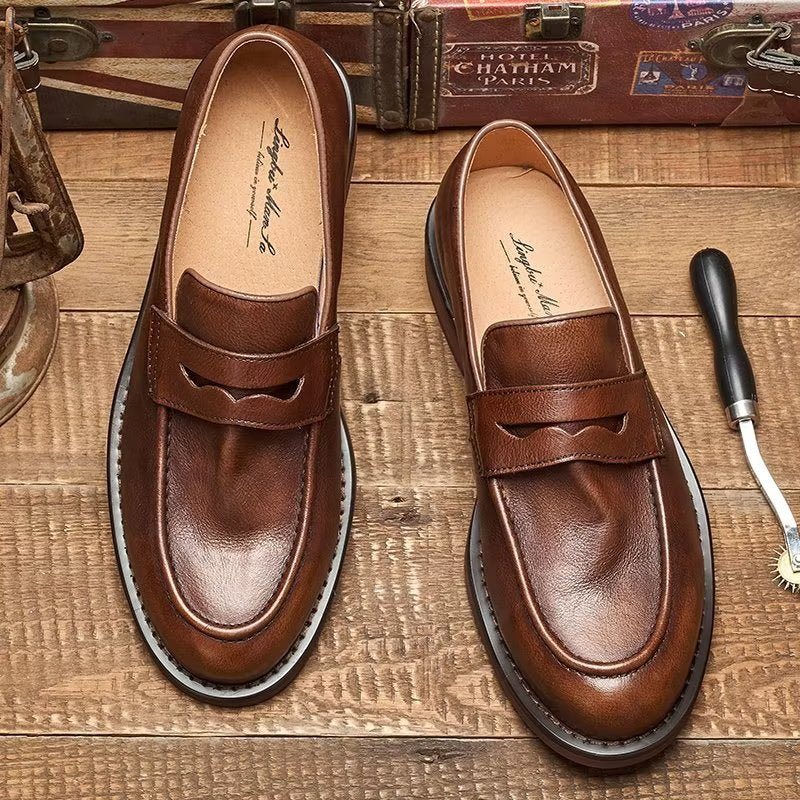 Miesten Loafers Muodikas Slip On Penny - Kahvi