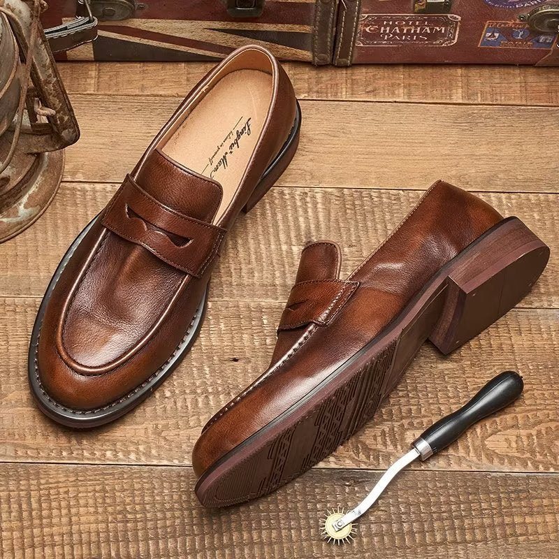 Miesten Loafers Muodikas Slip On Penny - Kahvi