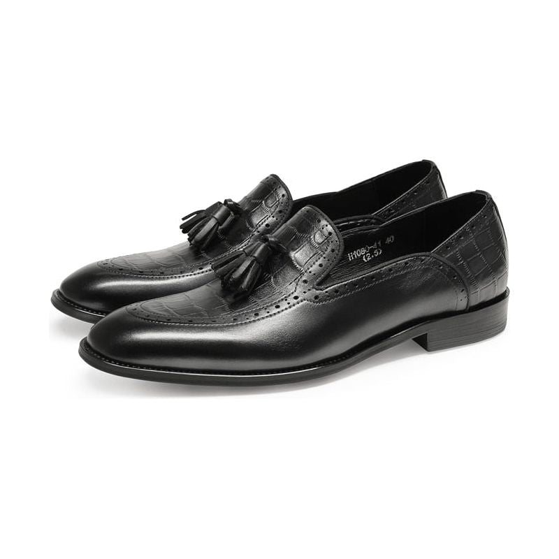 Miesten Loafers Retro Chic Eksoottinen Tupsu Nahka Brogue - Musta