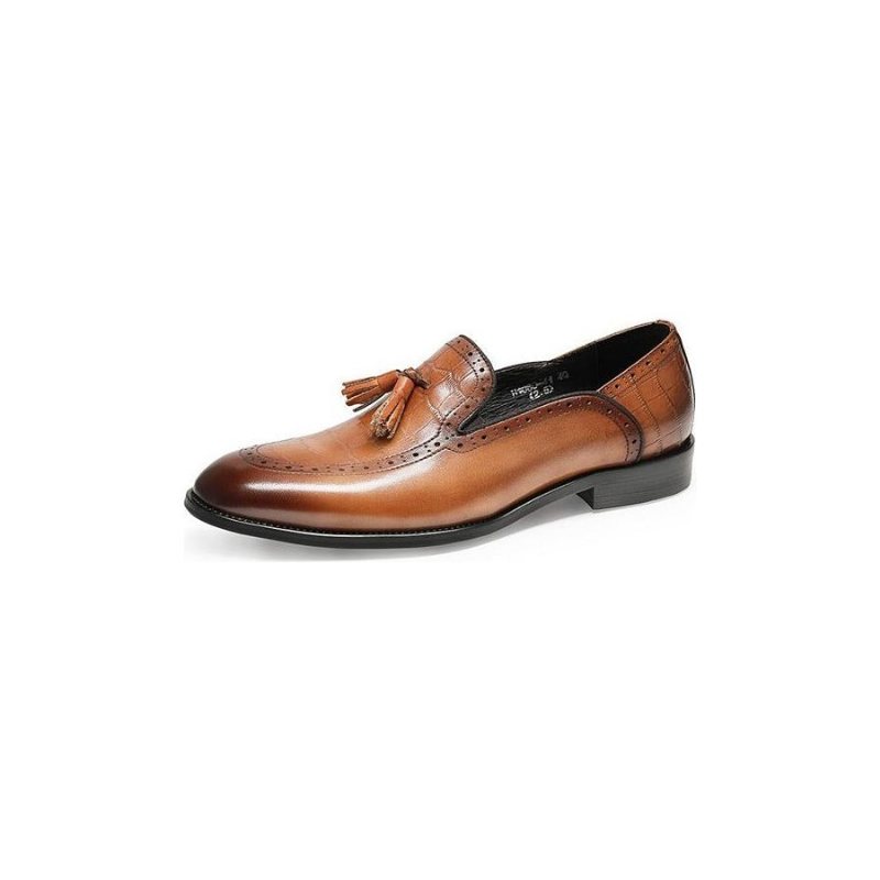 Miesten Loafers Retro Chic Eksoottinen Tupsu Nahka Brogue - Kahvi