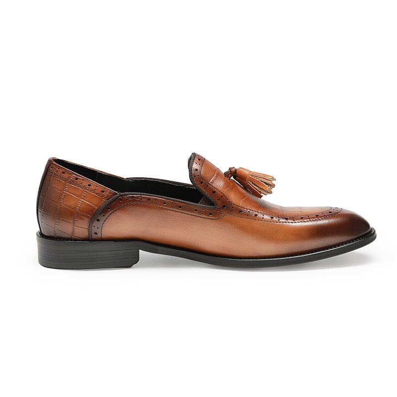 Miesten Loafers Retro Chic Eksoottinen Tupsu Nahka Brogue - Kahvi