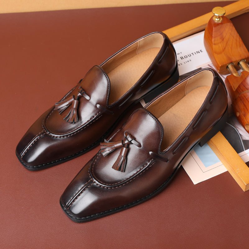 Miesten Loafers Sunshine Tupsu Designer Hääpukukengät - Kahvi